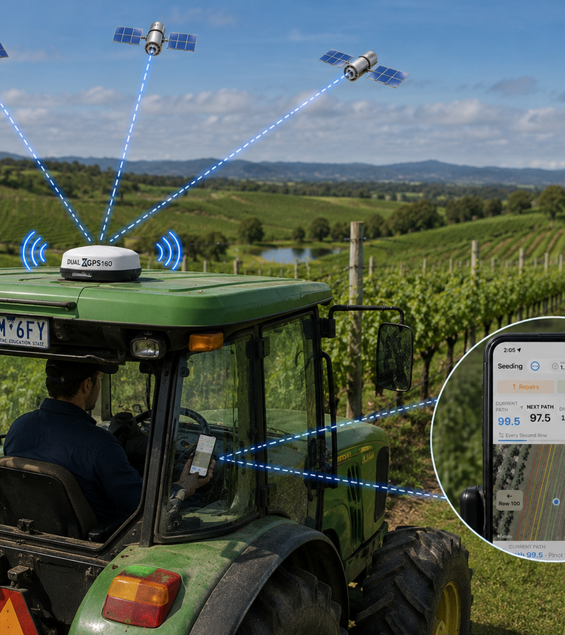 Dual XGPS160 SkyPro shown in a vineyard setting